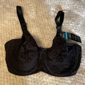 BALI Smoothing Black Lace Underwire Built Up Back Bra ~ 34DD NWT